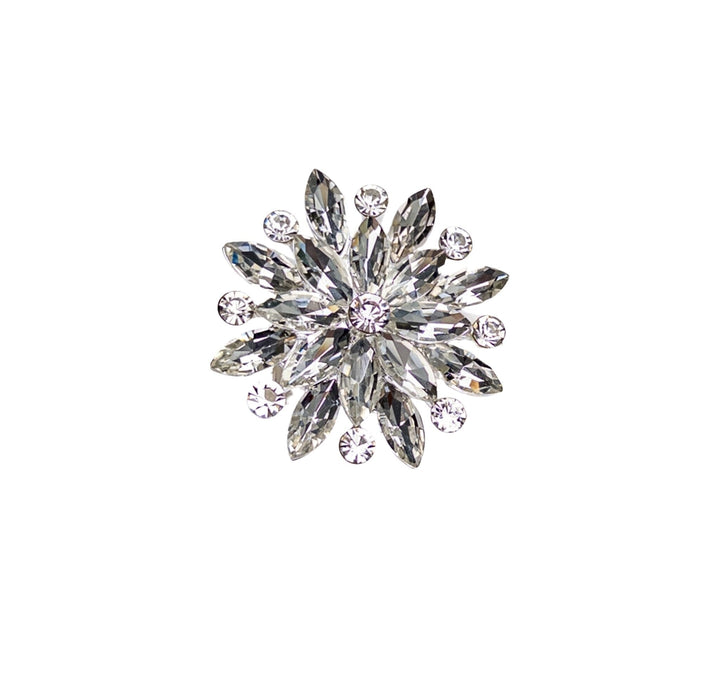 Crystal flower brooch on a white background
