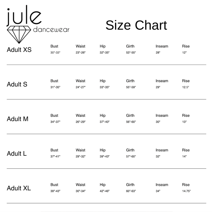 Jule Dancewear size chart