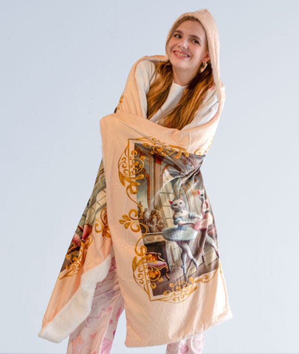 Rococo Kitties Hooded Blanket