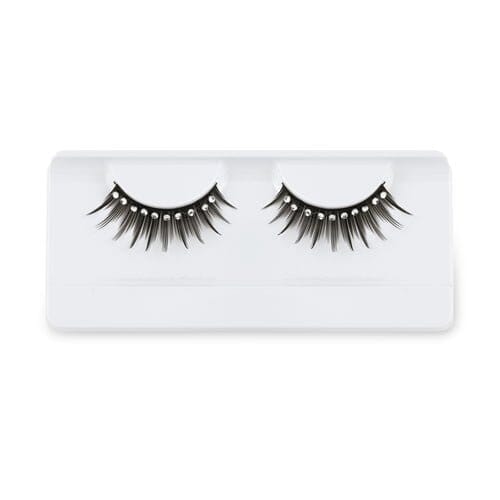 Pair of false eyelashes on a white card with a clear background
