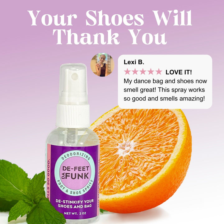 De-feet spray with orange in background
