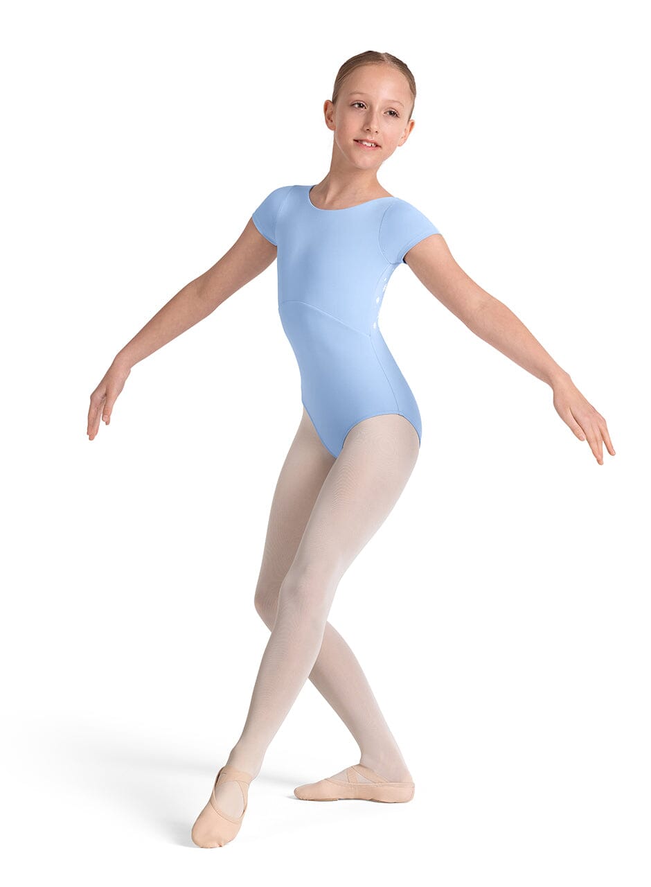 Mirella M20005C Twist Back Cap Sleeve Leotard blue front