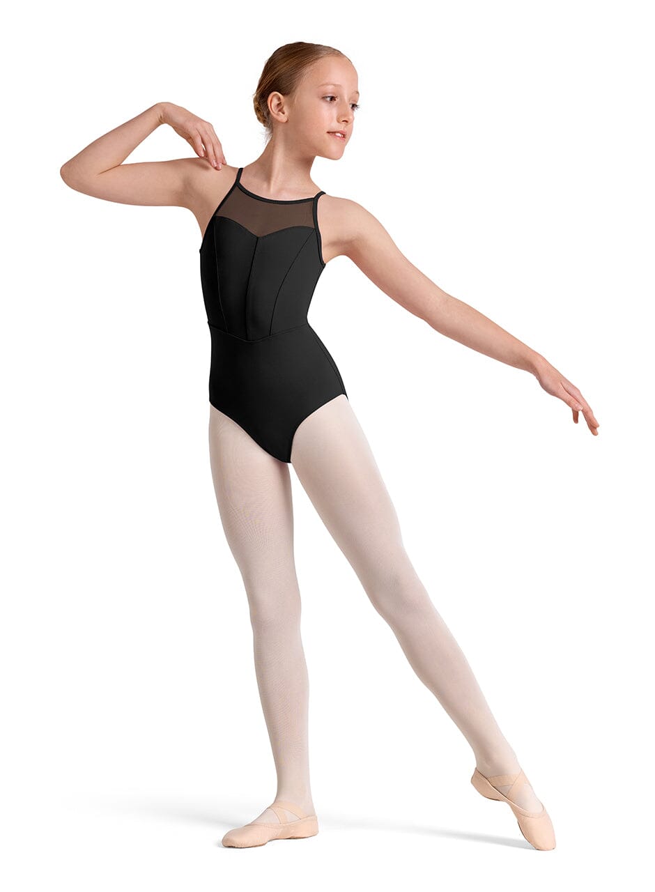 Mirella M40002C Keyhole Halter Leotard black front