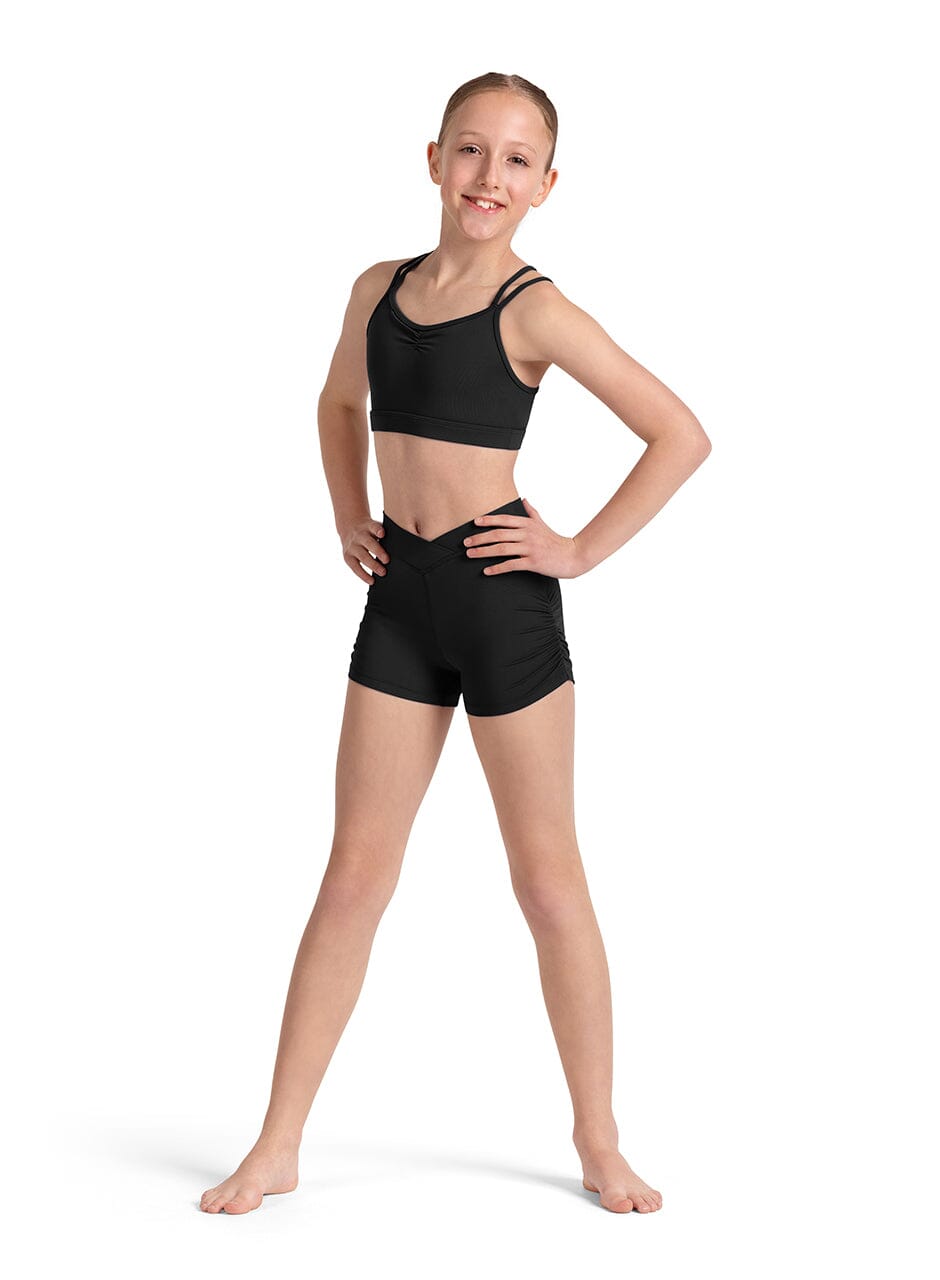 Mirella M90002C Ruched Side Shorts black front