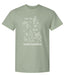 Sage green t-shirt with white 'not my first nutcracker' graphic design on a white background