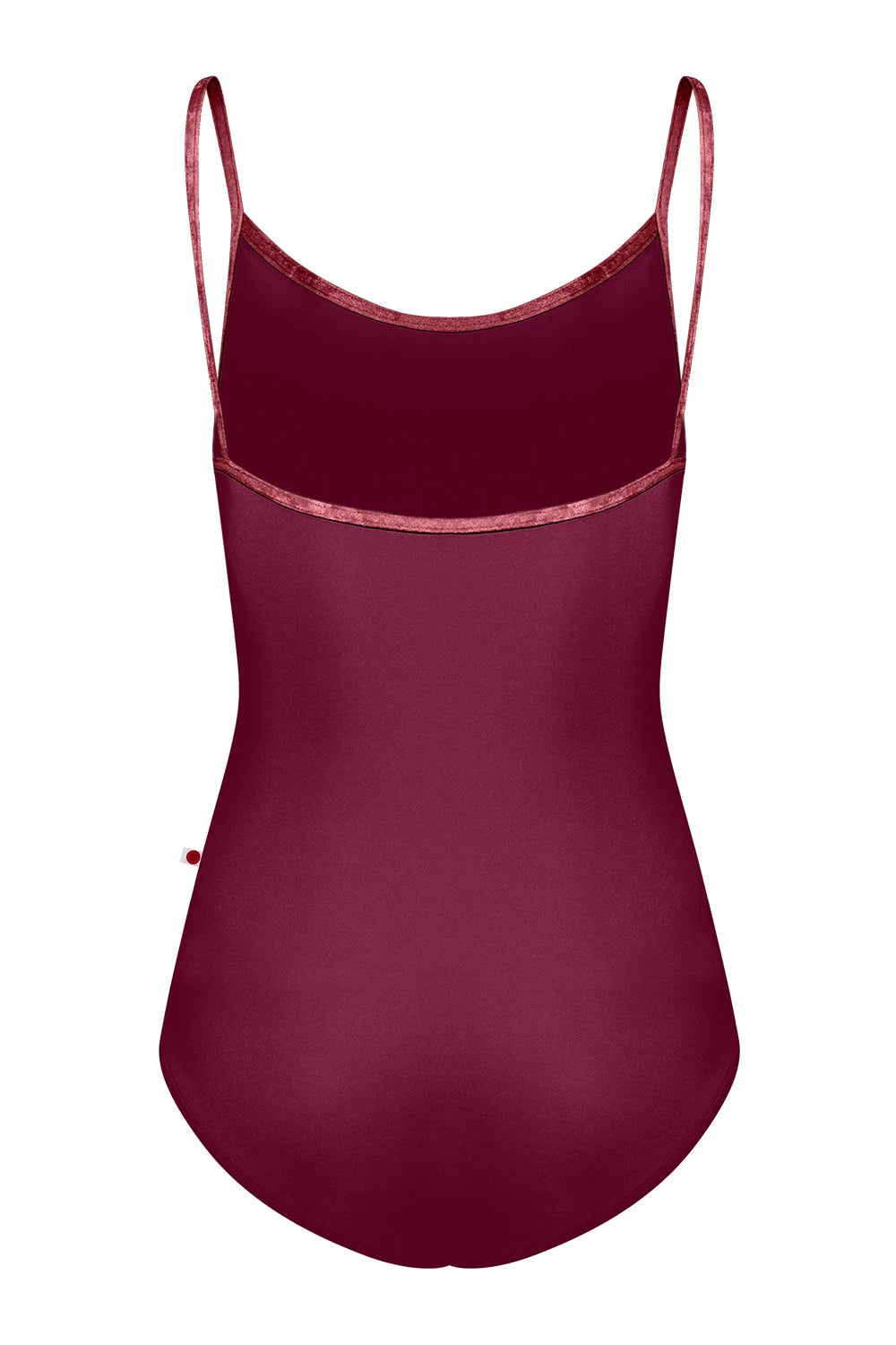 Maroon swimsuit with thin straps on a white background