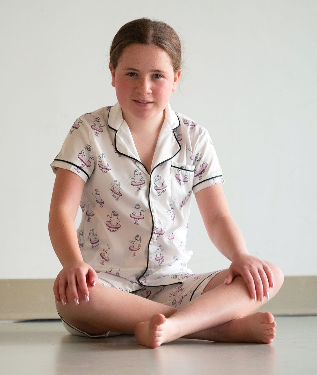 Paw De Chat Girls Silk Pajamas