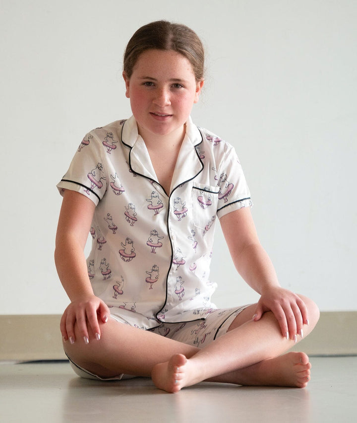 Paw De Chat Girls Silk Pajamas