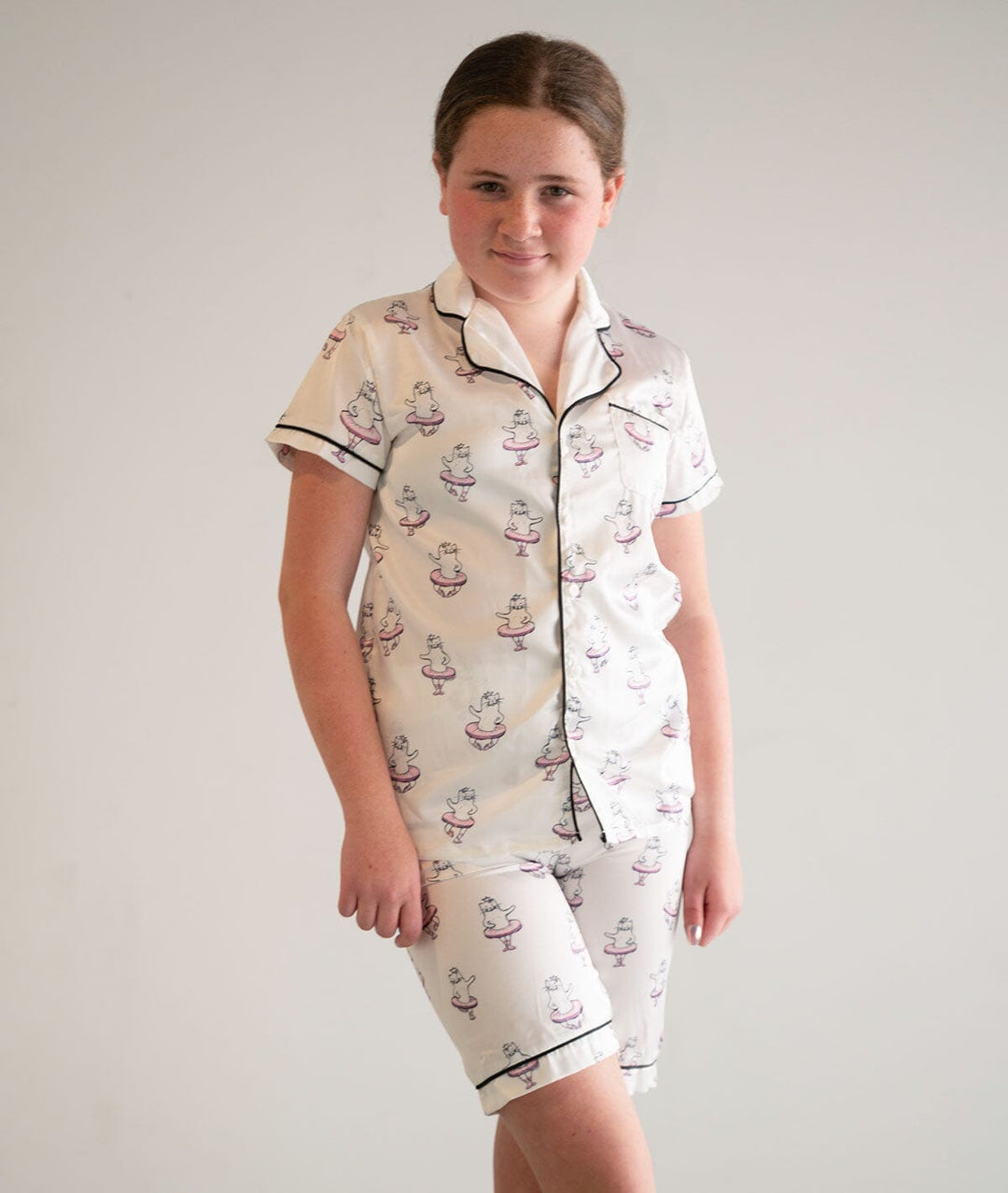 Paw De Chat Girls Silk Pajamas