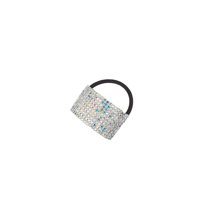 Decorative hair tie with rhinestones on a white background