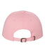 Pink baseball cap with a brown buckle on a white background