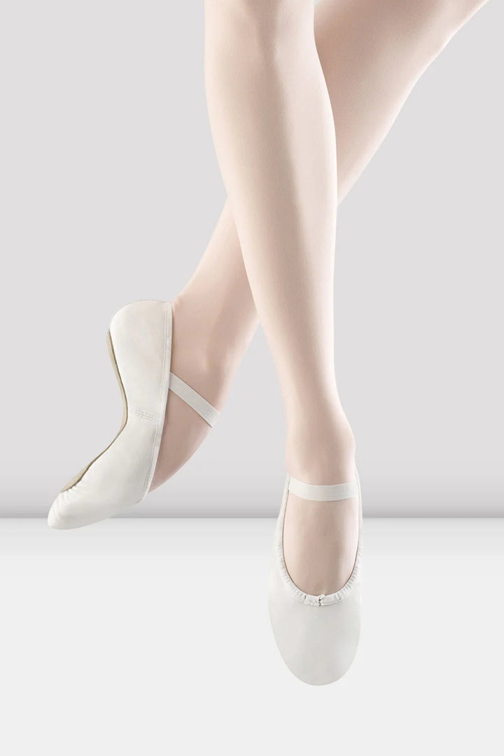 Kids Bloch "Dansoft" Leather Full Sole Ballet Shoes - White