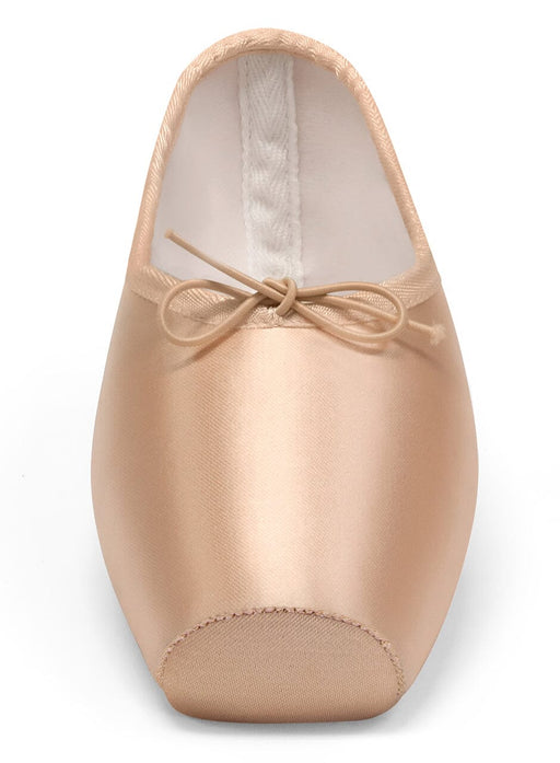 Pointe shoe with a bow on a white background