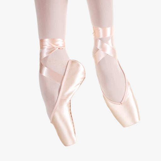 Ballet shoes with ribbons on a white background Toshie Pointe Shoe- SD40V - Satin