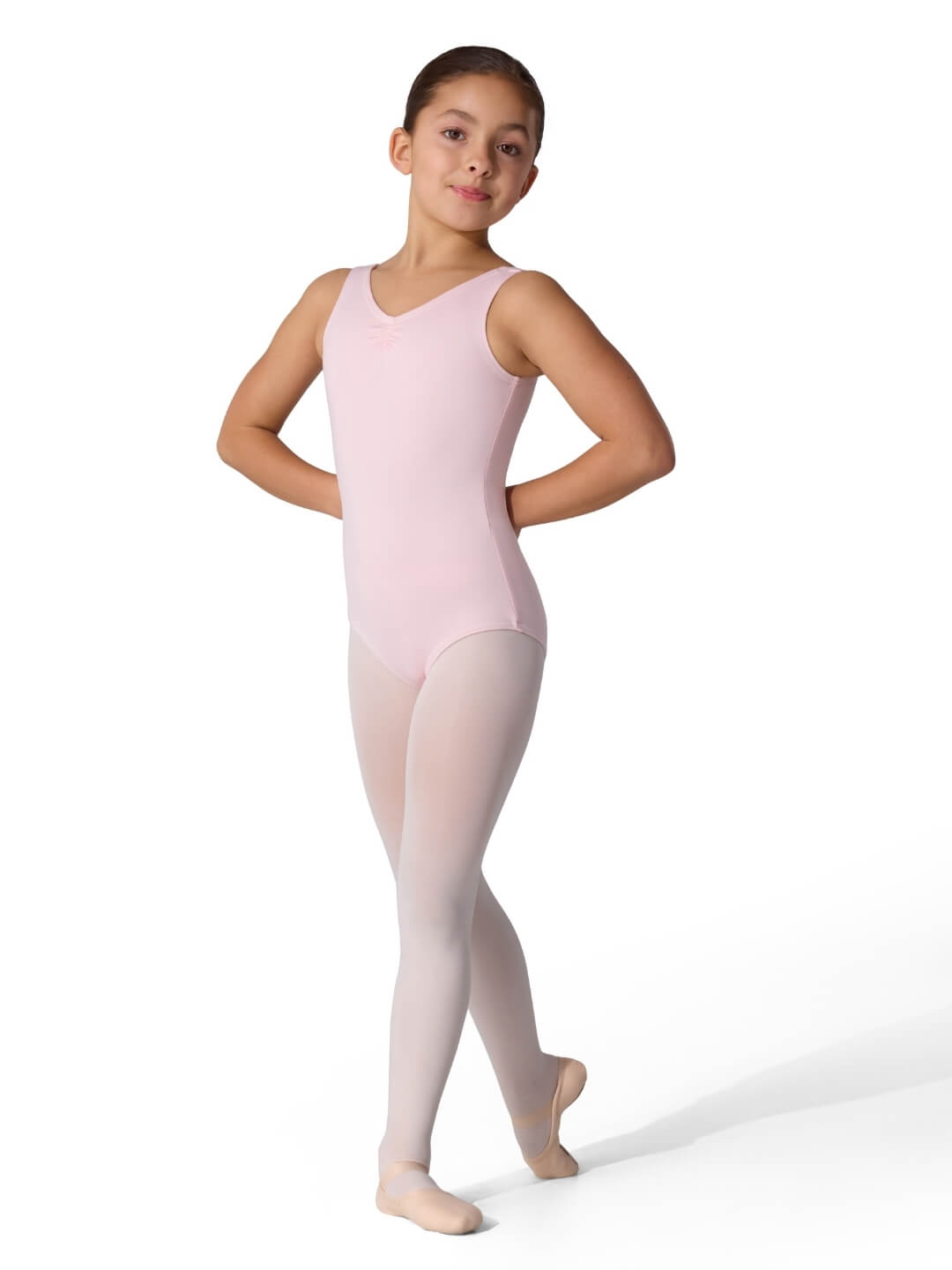 Studio Collection Pinch Front V Neck Leotard - Girls