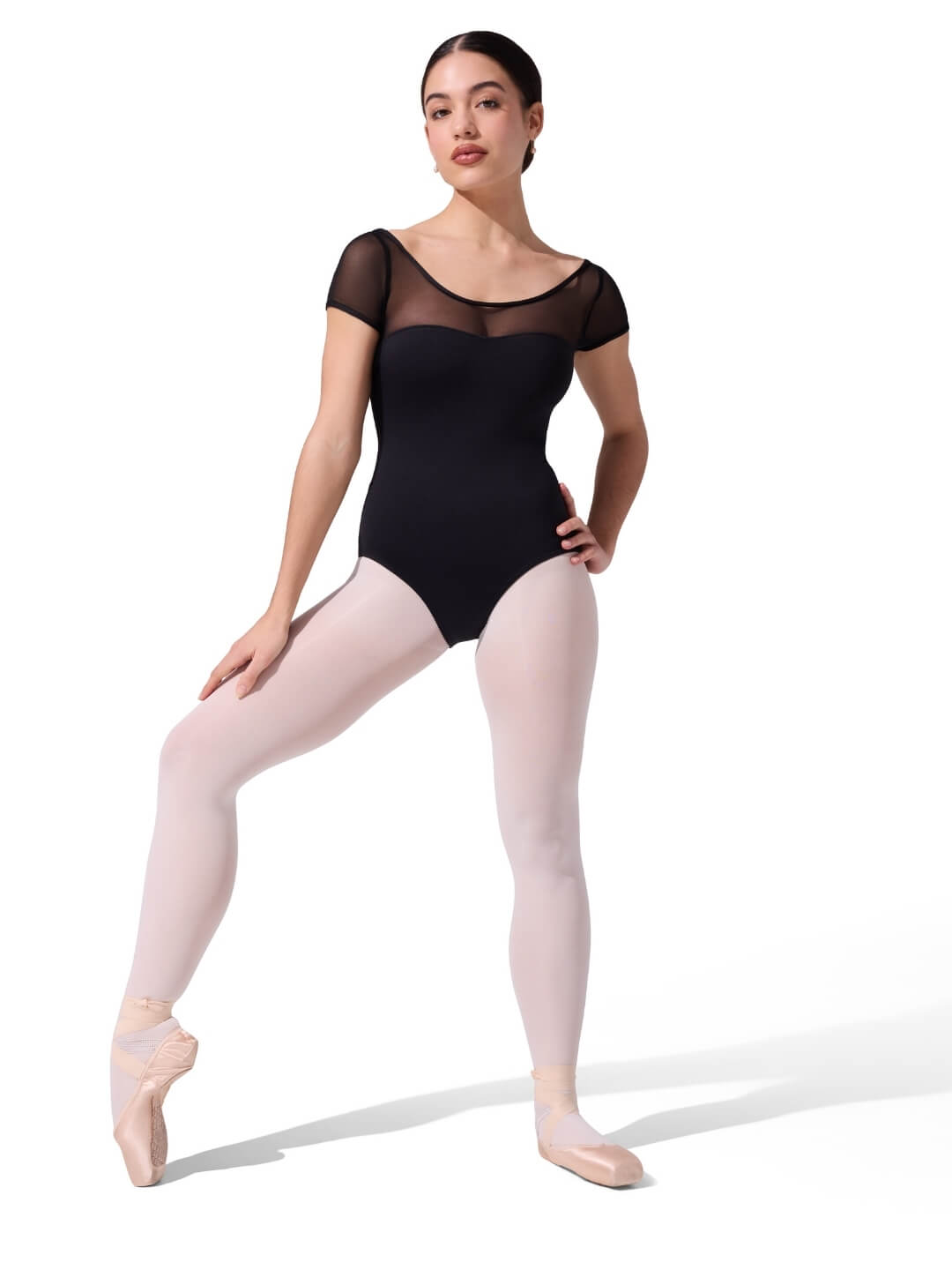 Studio Collection Mesh Yoke SS Leotard