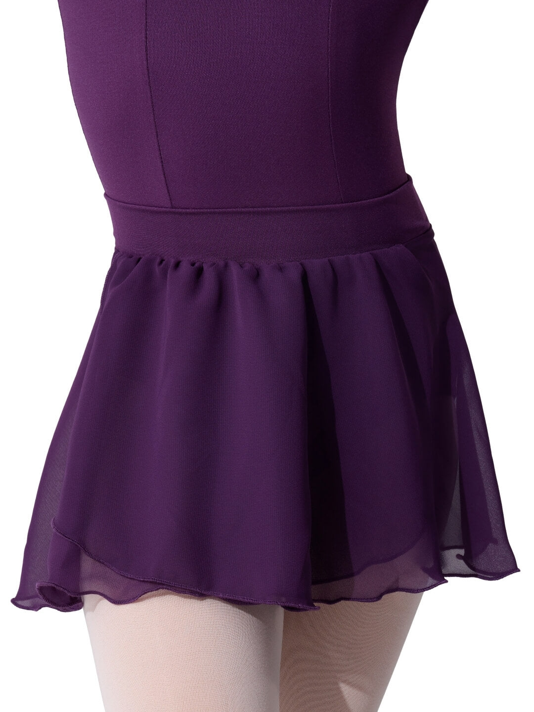 Purple dress with a skirt on a white background