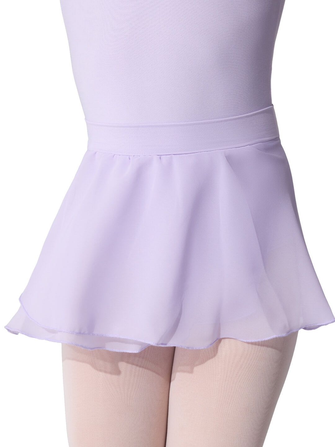 Lavender leotard with a skirt on a white background