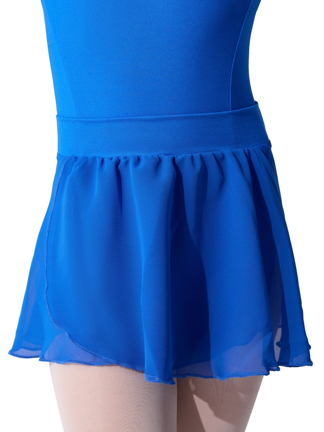 Blue leotard with a skirt on a white background