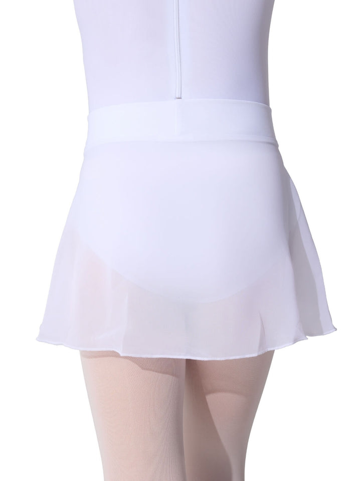 White skirt worn by a person on a white background
