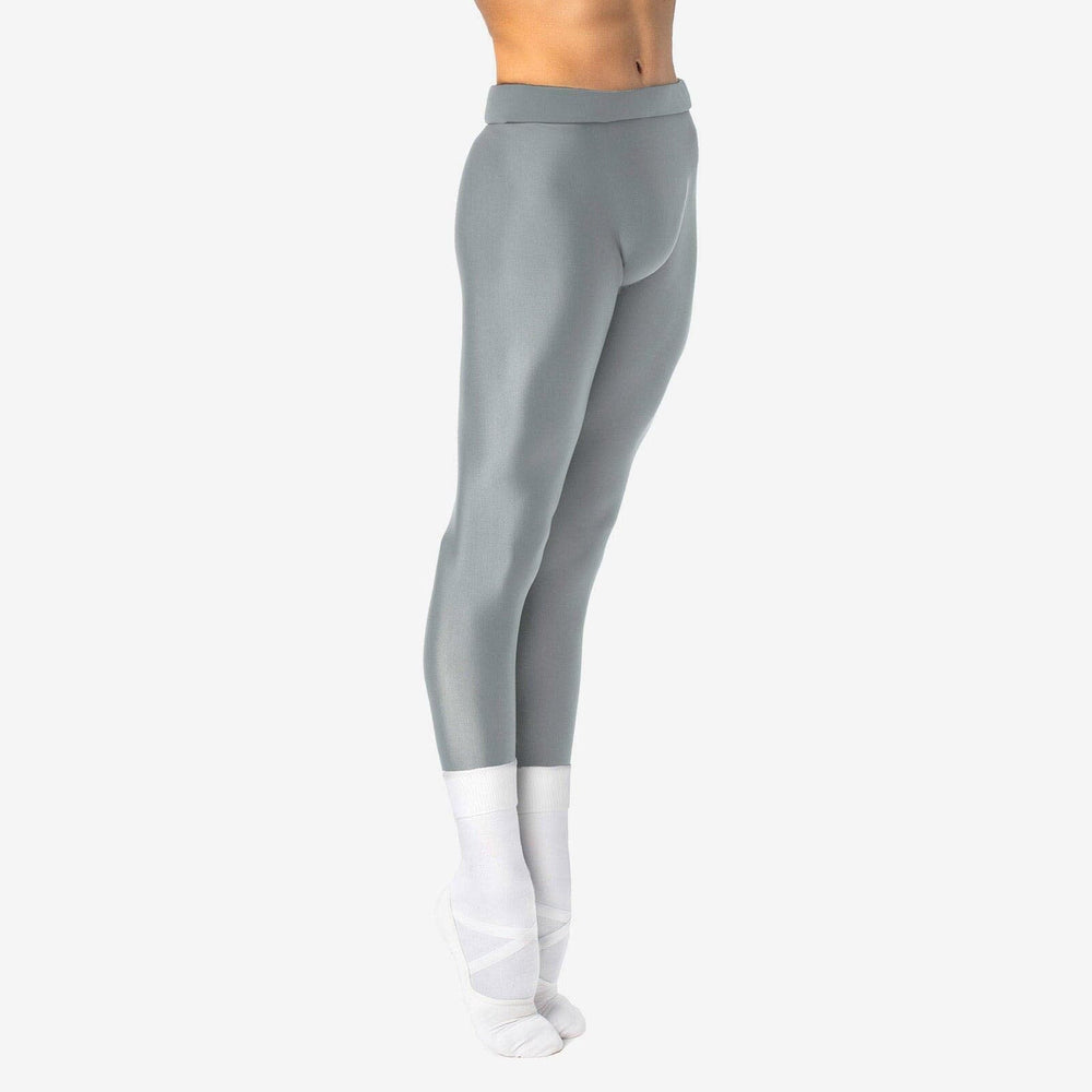 Gray leggings with a white sole on a white background