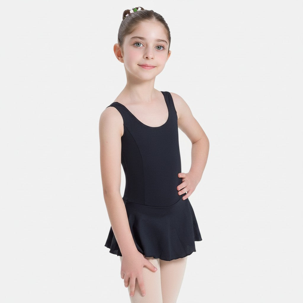 Keilia Child Tank Leotard Dress with Princess Seams - SL179 - Black