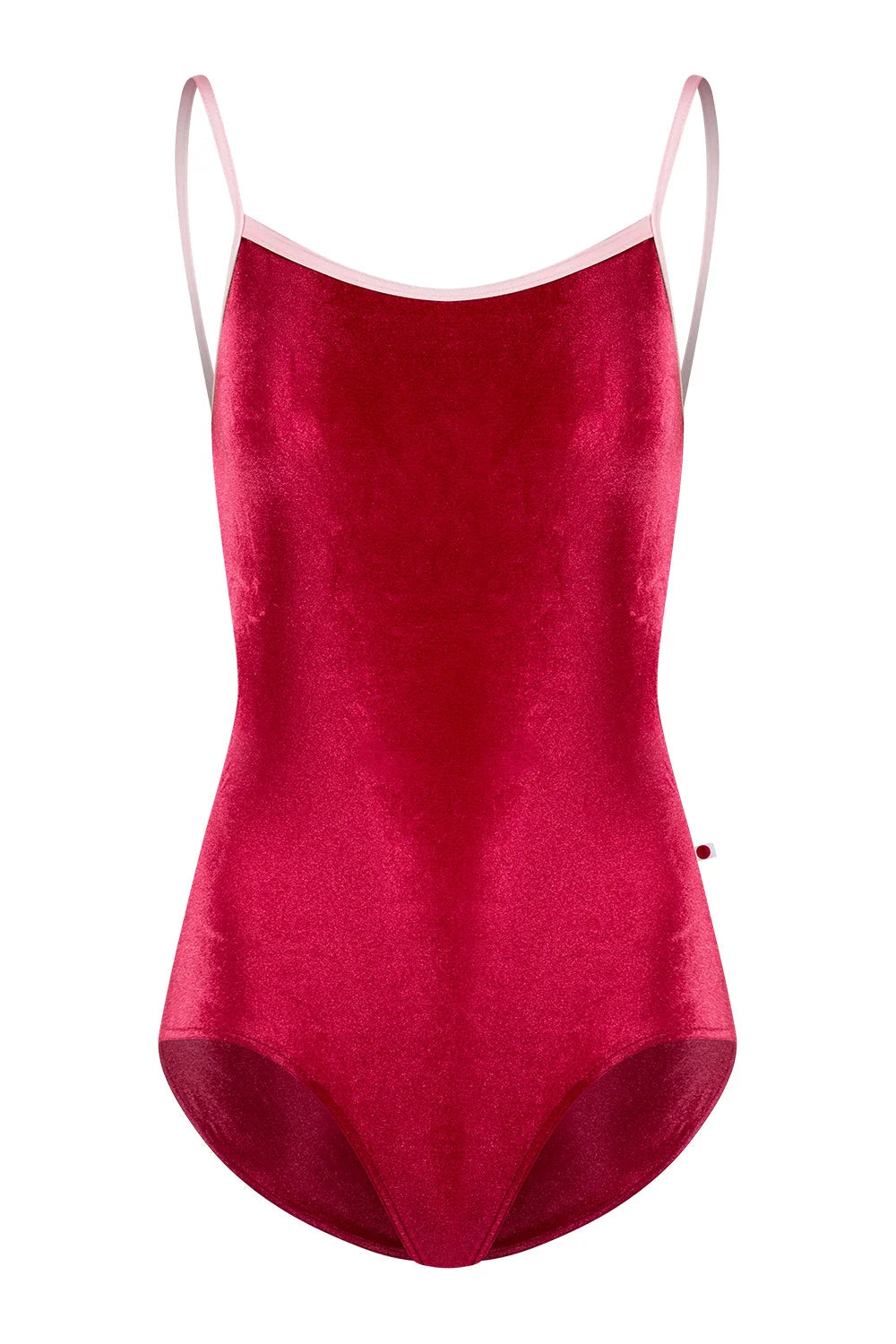 Red swimsuit with thin straps on a white background