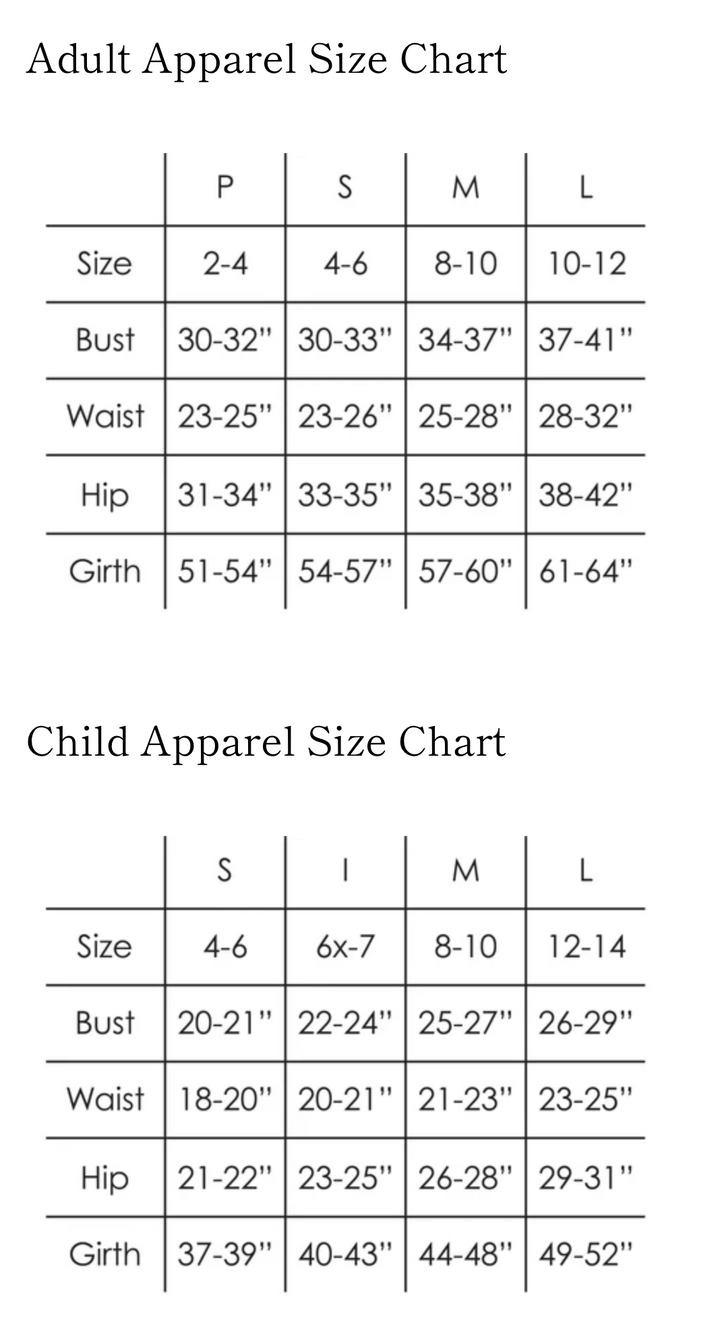 Suffolk Bodywear Sizing Guide