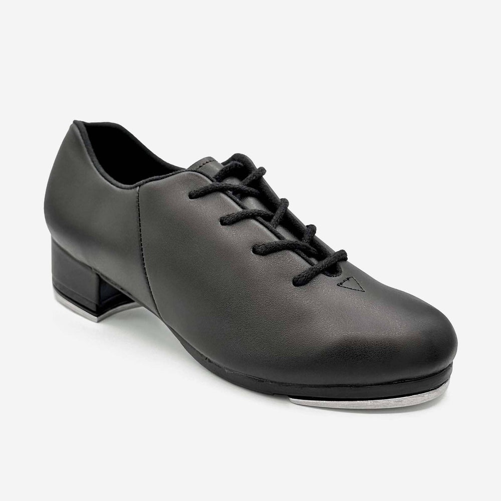 Black tap shoe on a white background