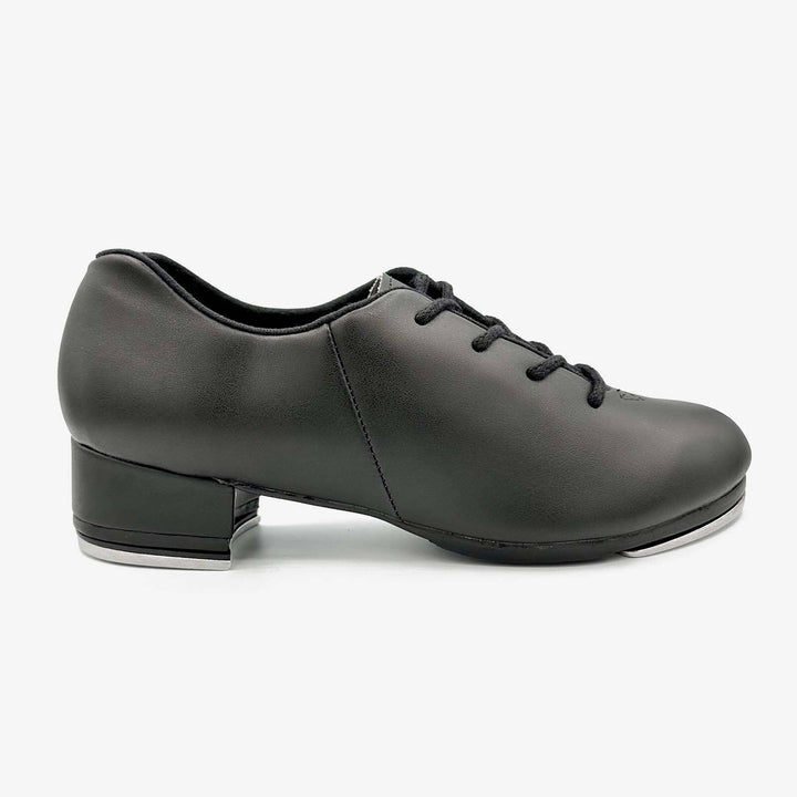 Black tap dance shoe on a white background