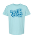 Light blue t-shirt with blue text Dancers are the athletes of God on a white background
