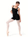 Dancer in a black leotard and tights on a white background