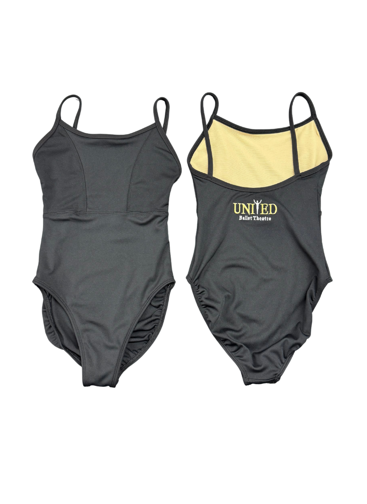 United Ballet Theatre Intermediate, Advanced, & Elite Training Black Camisole Leotard W/Logo - Closeout