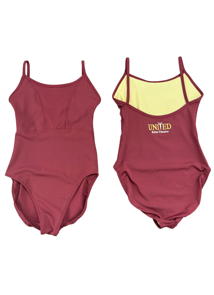 United Ballet Theatre Pre-pro Elite Trainee Burgundy Camisole Leotard W/Logo - Closeout