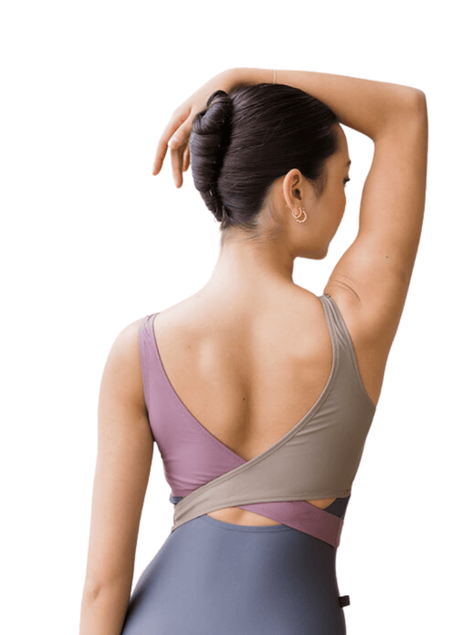 Jule Dancewear Diamond Tank Leotard: Amethyst + Dust + Charcoal - Back