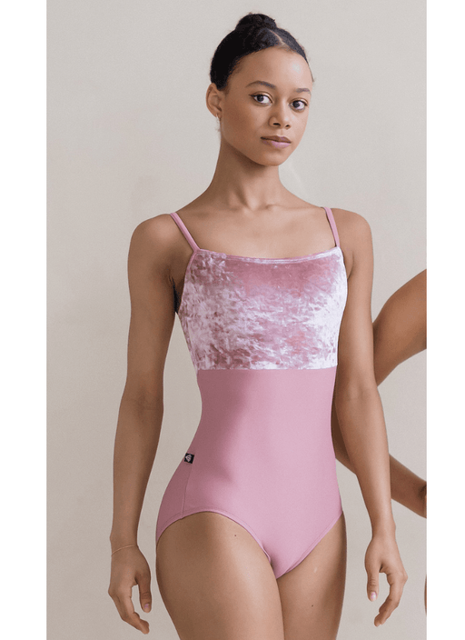 Jule Dancewear Tiara Camisole Leotard: Rose Crushed Velvet + Rose - Front