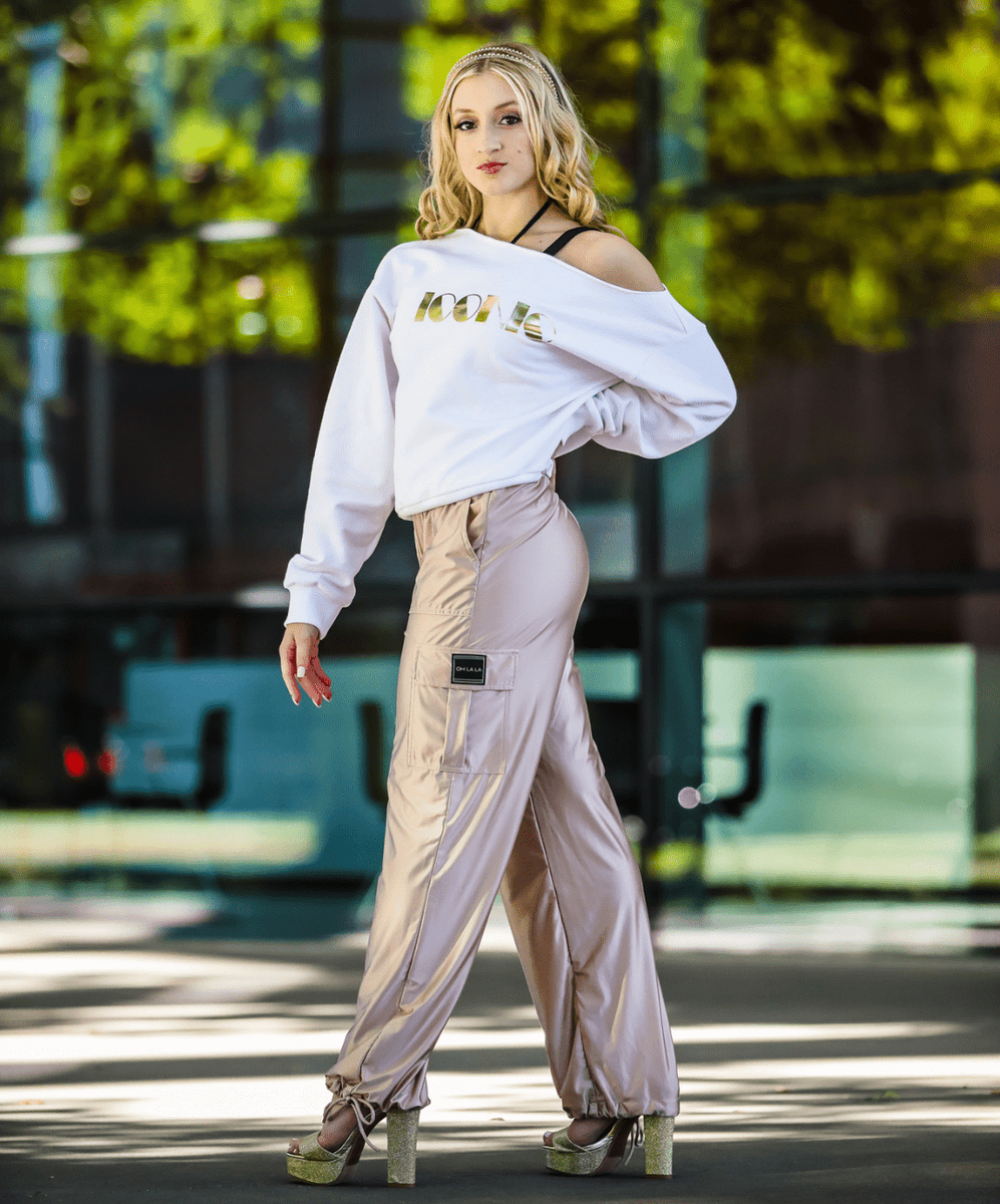 Oh La La Dancewear (OLL243RSG) The Statement Cargo Pant Rose Gold