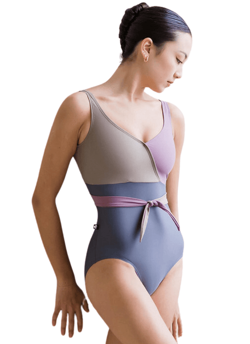 Jule Dancewear Diamond Tank Leotard: Amethyst + Dust + Charcoal - Front