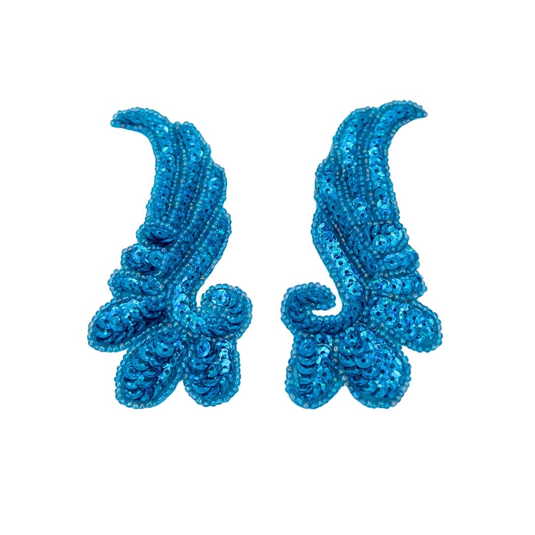 Velcro Sequin Wing Appliques pair Turquoise-367051