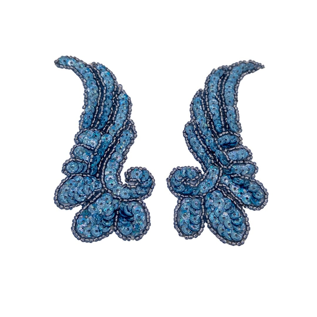 Velcro Sequin Wing Appliques pair blue
