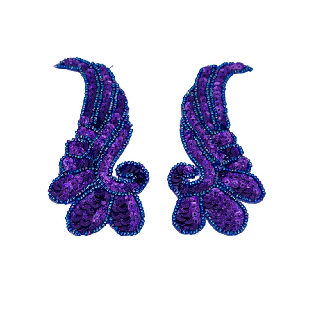 Velcro Sequin Wing Appliques pair purple