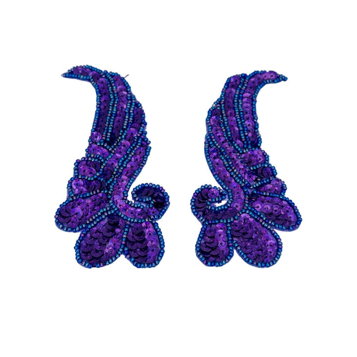 Velcro Sequin Wing Appliques pair purple