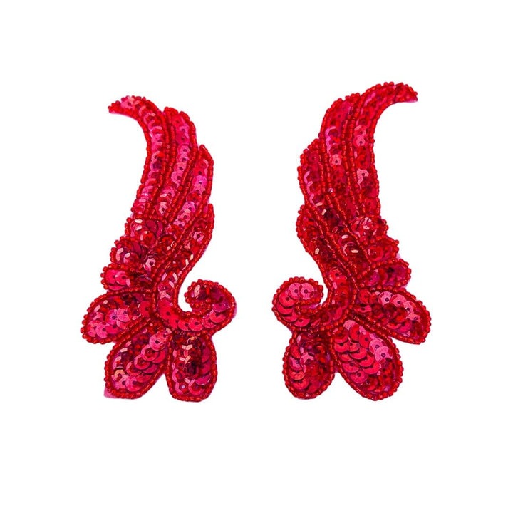 Velcro Sequin Wing Appliques pair red