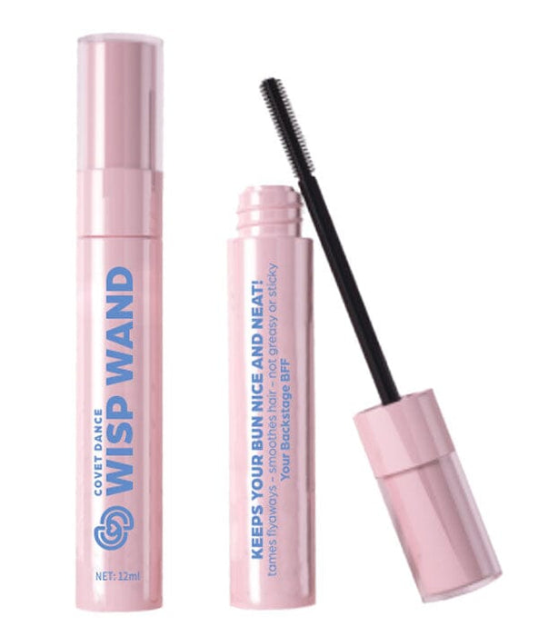 Pink hair product with 'Wisp Wand' text on a white background