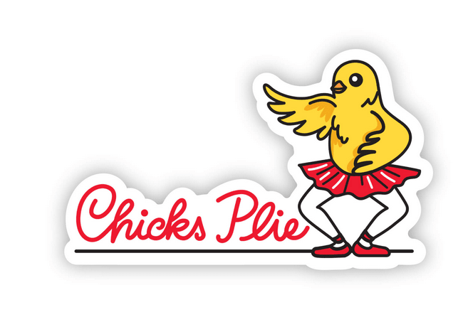 Chicks Plie Vinyl Dance Sticker, 3" x 1.8": Retail Packaging--MIddle