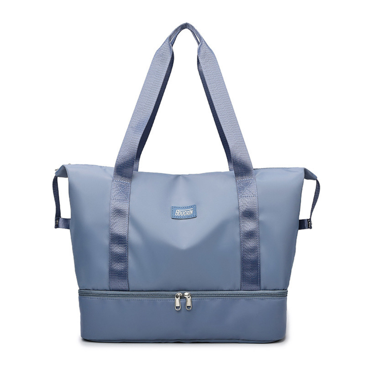 Large Capacity Bottom Zippered Compartment Handle Bag: Light Gray / One Size