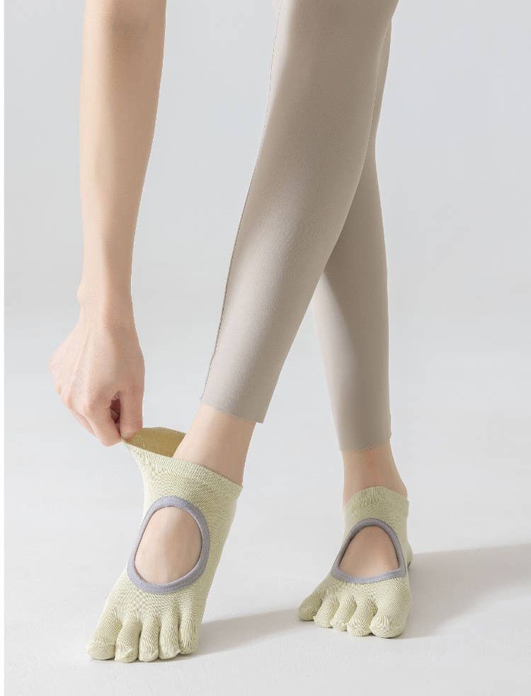 Non-Slip Five Toe Pilates Yoga Socks: Purple