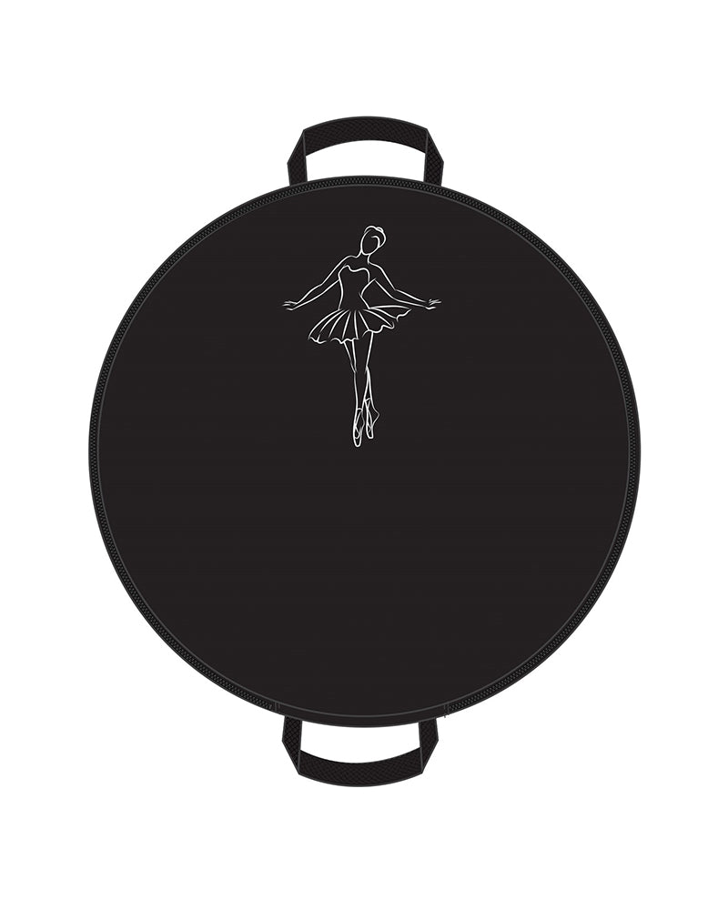 Black bag with a white ballerina silhouette on a white background