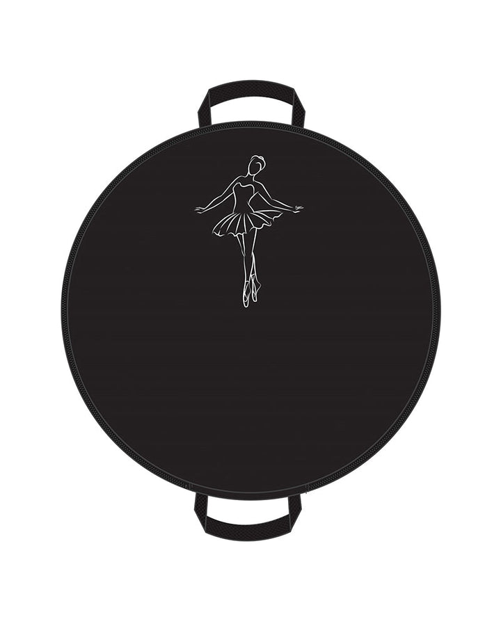 Black bag with a white ballerina silhouette on a white background