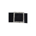 Black hair clip with a square silver rhinestone design on a white background